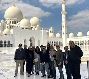 Abu Dhabi Mosque and Ferrari World from Abu Dhabi